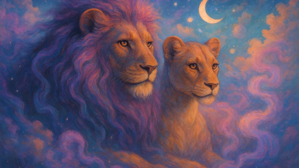Lion and lioness in a dream